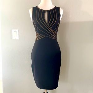 Ark & Co Black Dress with Gold Design with Keyhole